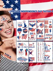 Independence Day American Flag Temporary Tattoo Stickers Waterproof Sweatproof Party Festival Decals, All Seasons Slogan Design