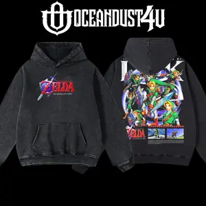 OceanDust4U Legend of Zelda: Ocarina of Time v1 100% Premium Cotton Men's Oversized Hoodie & T-shirt, Pre-Washed, Unisex Classic Top