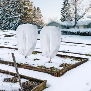 Plant Winter Protection Cover (Drawstring & Zipper Closure) — White (120 x 180 cm) | Triple Seal: Zipper + Drawstring + Lock Buckle | Windproof, Cold-Resistant, & Frost-Proof | Ideal for Roses, Shrubs, and Potted Fruit Trees
