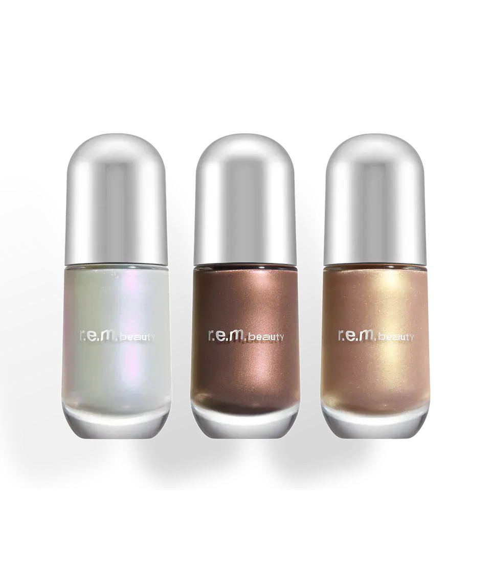 r.e.m. beauty by Ariana Grande dreamglow highlight serum set of 3 - hydrating, lightweight, luminous, made with peptides and hyaluronic acid, all over glow