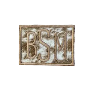 Personalized Longhorn Monogram letter Embroidered fabric Patch with hook backing. Western Embroidery