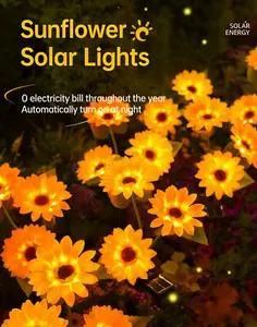 Solar 3-Head Sunflower Lights, Waterproof Outdoor Garden Yard Decorative Stake Landscape Ambient Lights