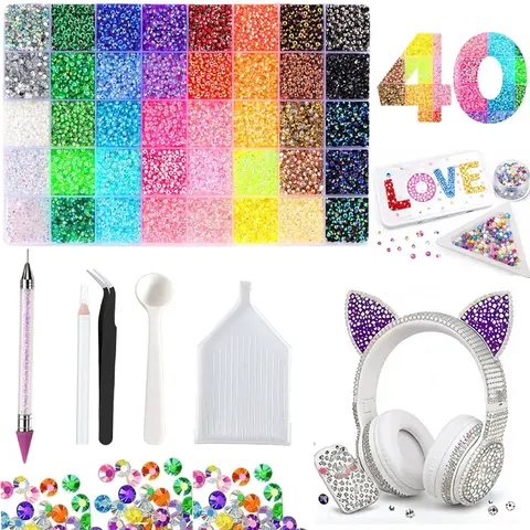 Glitter Rhinestone Bedazzling Kit DIY Bedazzled Handicraft Kit - 3mm Mixed Colors Resin Rhinestones Hobbies Kit for Adults, Home Decor Statue Embellishments Supplies to Add a Glamorous Touch