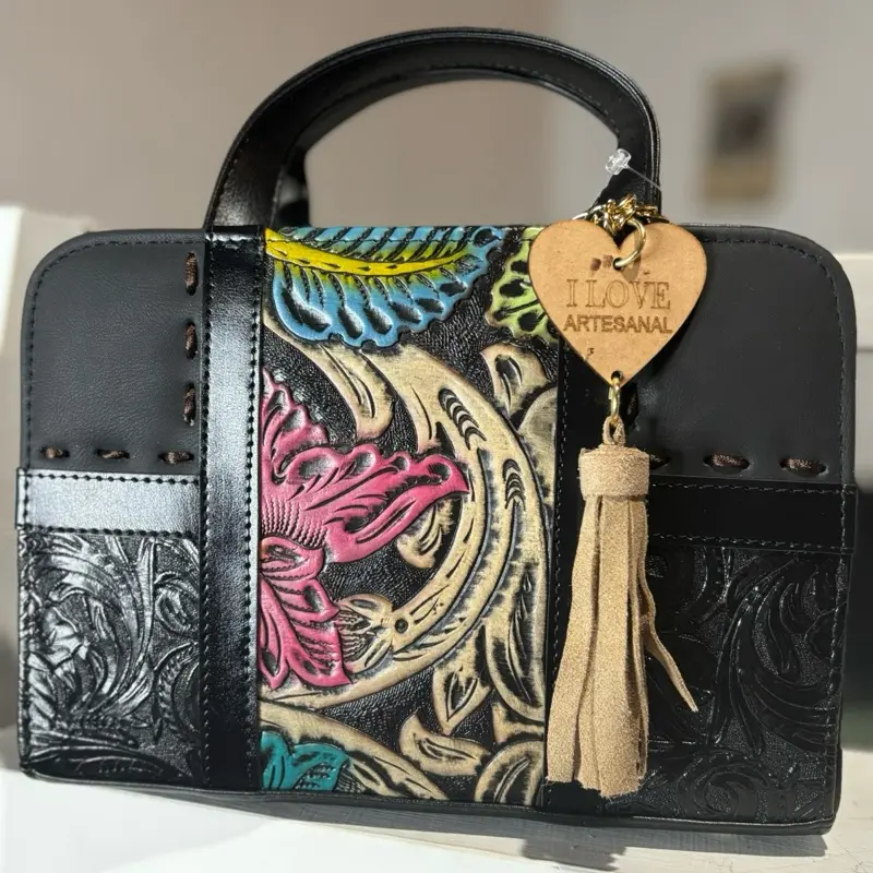 Handbag with Embossed Design and Tassel Charm I LOVE  display picture 2