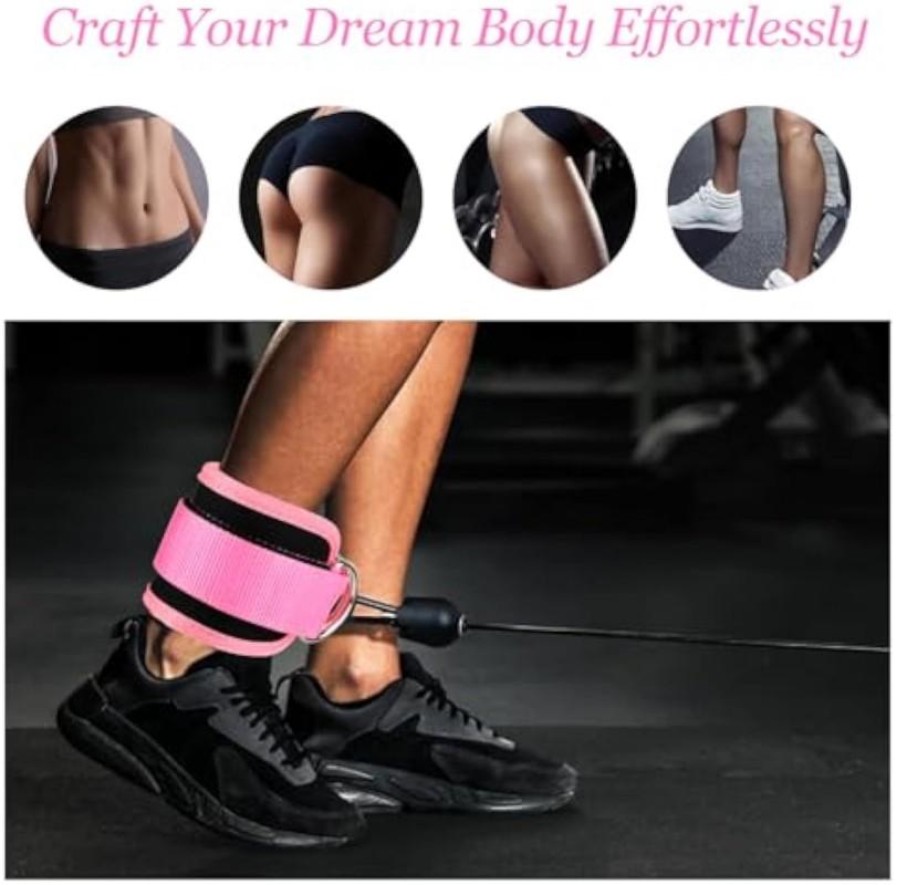 Professional Ankle Straps for Cable Machine - Comfort Padded Double D-RingSupport, Leg and Hip Strength Training Straps Portable Ankle Covers for Gym,Outdoor and Home Workouts(Strap Only, No Band Included)