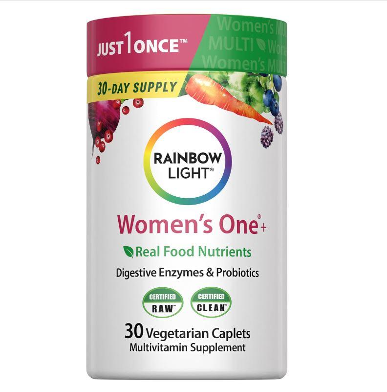 BIG SALE 2026!!!  Rainbow Light Womens Multivitamin One + | 30 Caplets | Real Food Nutrients, Digestive Enzymes & Probiotics