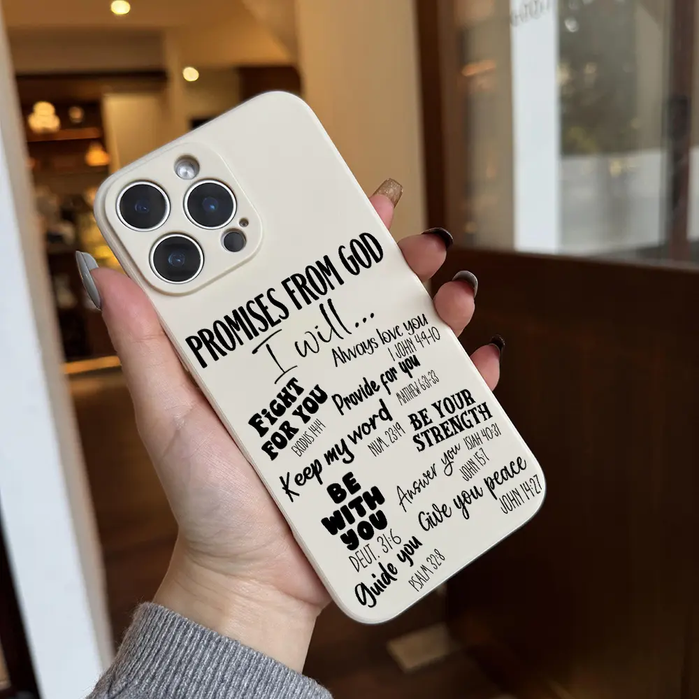 Christian Typography Bible Verse Silicone Shell for iPhone 16,15,14,13,12 Pro Max Plus - White Protect Cover, Women's iPhone Series Mobile Phone Accessory Gift