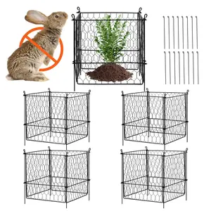 4-Pcs 13.4'' x 13.4'' Chicken Wire Plant Protectors - 16-Piece Metal Mesh Cages for Outdoor Plants, Flowers & Vegetables, Keeps Bunnies, Chickens & Squirrels Out