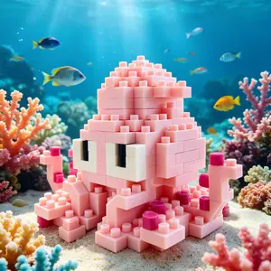 Creative Underwater World Animals Mini Stem Building Block Miniature Set, Includes Seahorse, Whale, Shark and More, Colorful Abs Material for Kids Gifts and Collectibles, Building Blocks Model