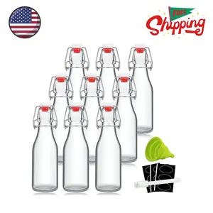 8oz Swing Top Bottles - Glass Beer Bottle with Airtight Rubber Seal Flip Caps