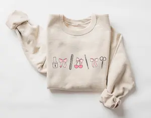 Nail Artist Sweatshirt • Nail Tech Gifts • Coquette Bows Nail Technician Sweater • Manicurist Gift • Cosmetology • Cosmetologist Graduation