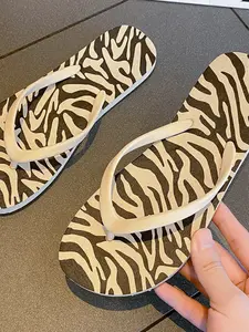 Women's Zebra Print Slippers, Lightweight Comfort Design, Ideal for Home, Beach, Shower, Pool Use, Affordable Fashion Style