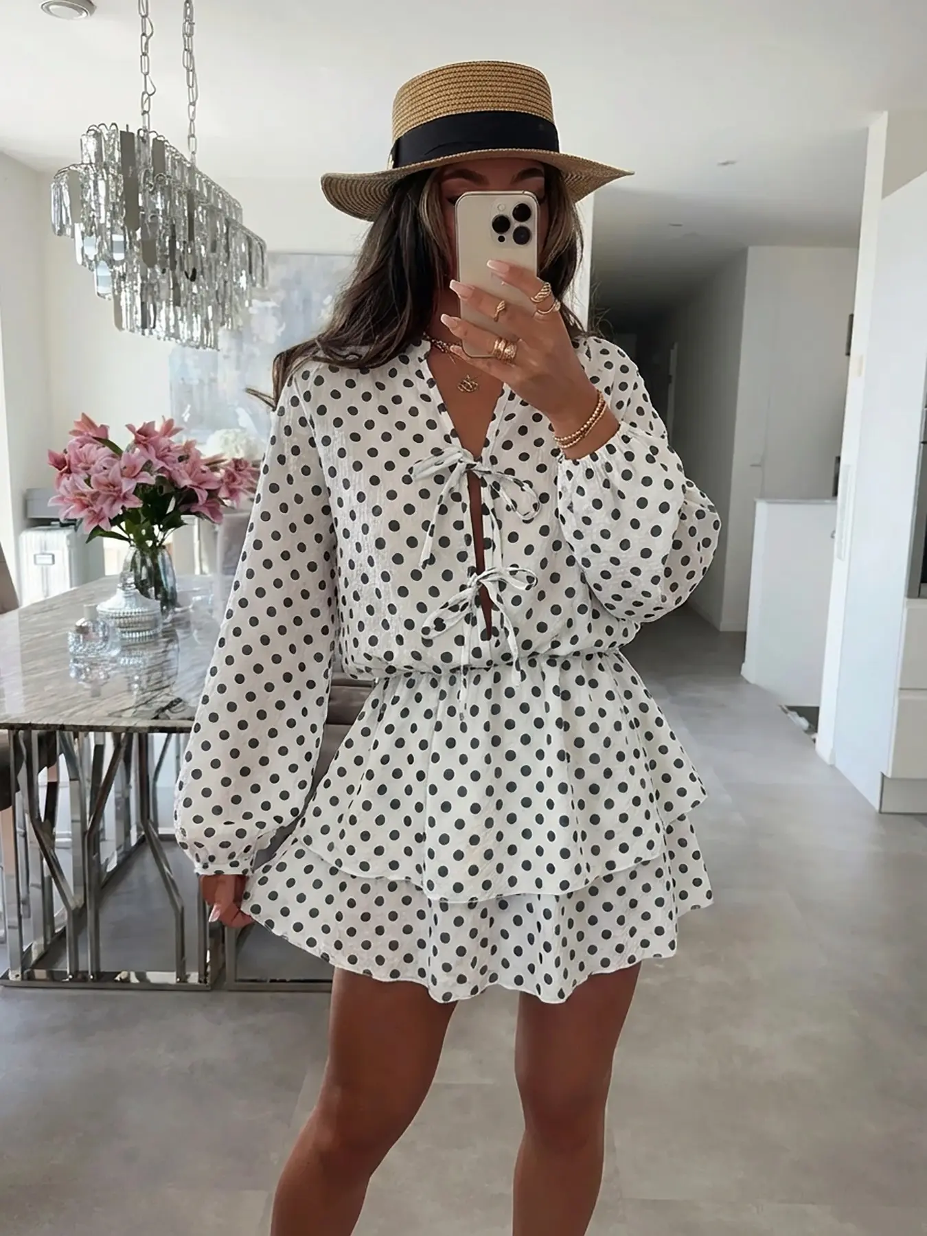 blue dress for baby girl Free People French Wrap Brown Polka Dot Mini Dress Women's Size Small   Becky Park