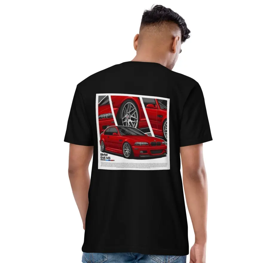 BMW E46 M3 Graphic Tee for Men, Regular Fit Short Sleeve T-Shirt - Stylish, Cotton