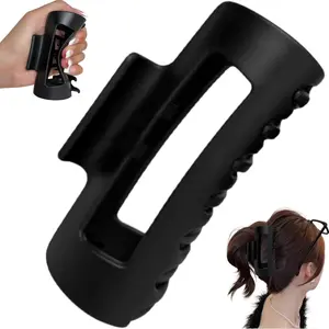 Soft Hair Clips for Women, Bendable Claw Clip, Non-slip Square Squishy Silicone, Flexible Scalp-Safe Soft Cozy Clip, Unsnappable for Thick or Fine Hair, Strong Hold All-Day Comfort(Black and White)