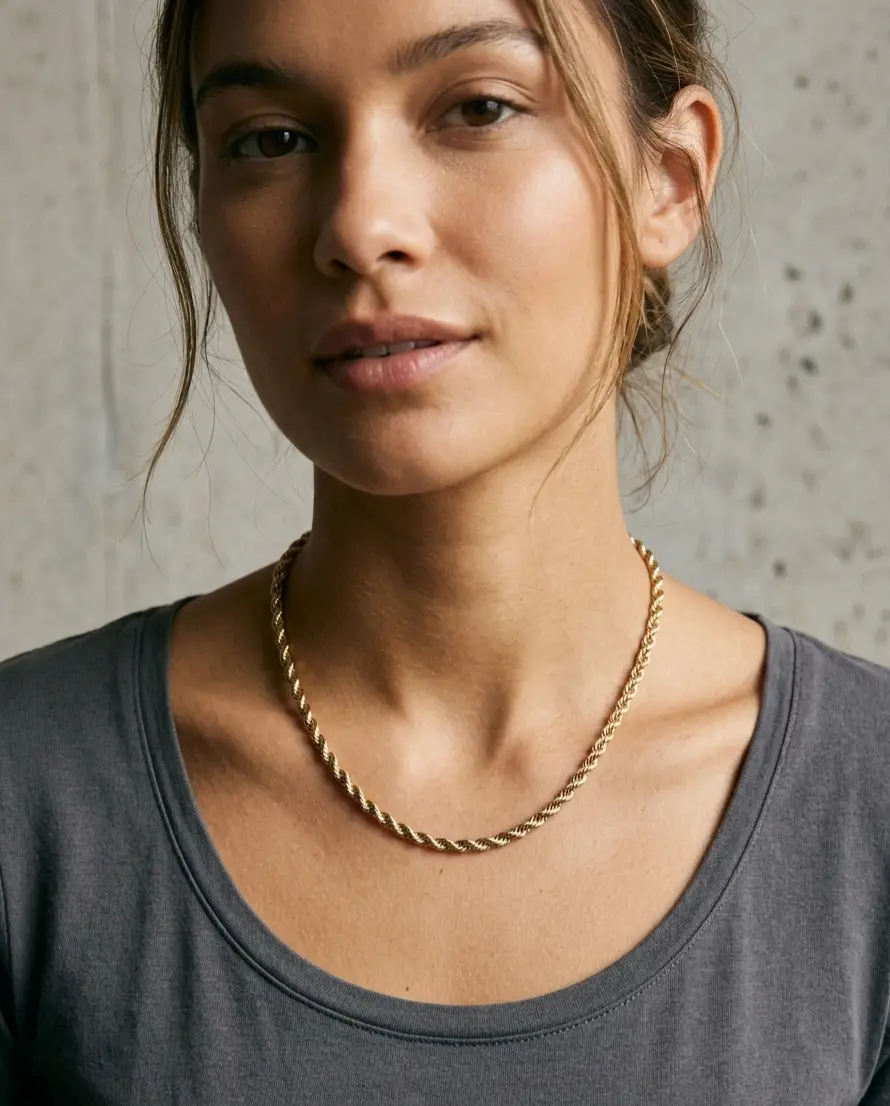 Classic 14K Gold Rope Chain Necklace