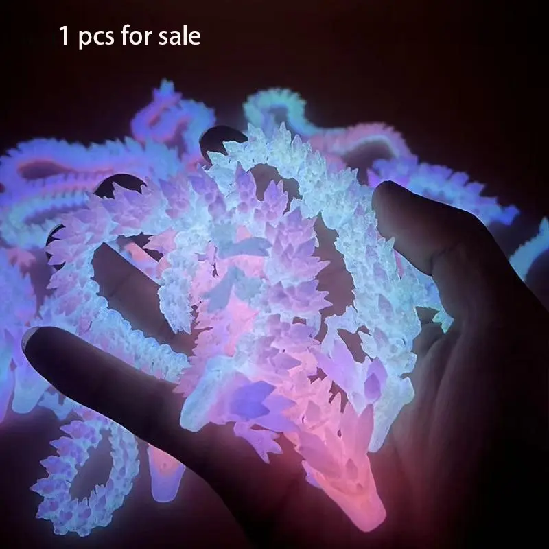 3D Printed Luminous Glow in the Dark Crystal Dragon, 1 Count Creative Desktop Decoration, Desktop Ornament for Home Office Dormitory School Car, Home Decor Statue, Decorative Home Ornament, Decorative Ornaments