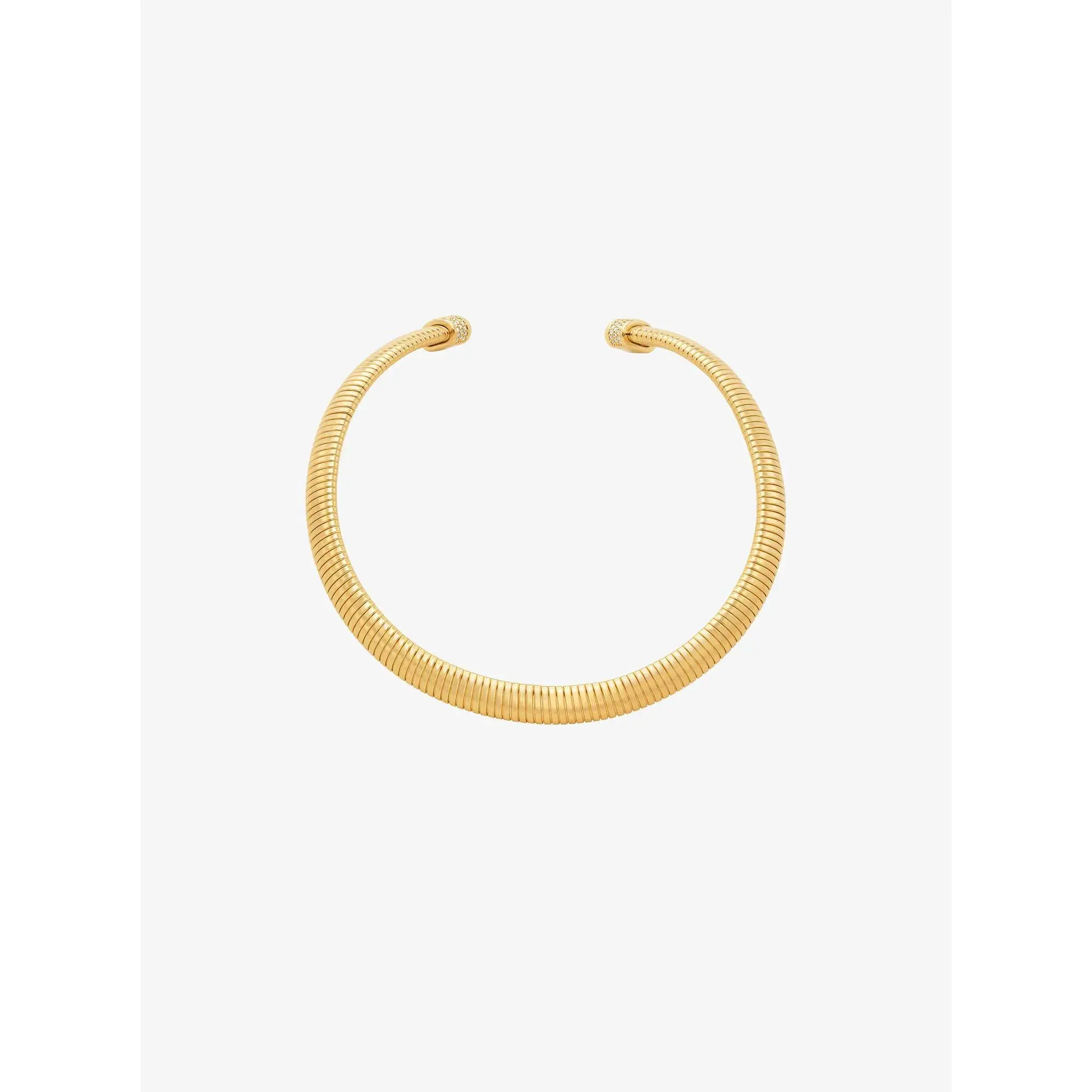 Precious Metal-Plated Brass Pavé Collar Necklace
