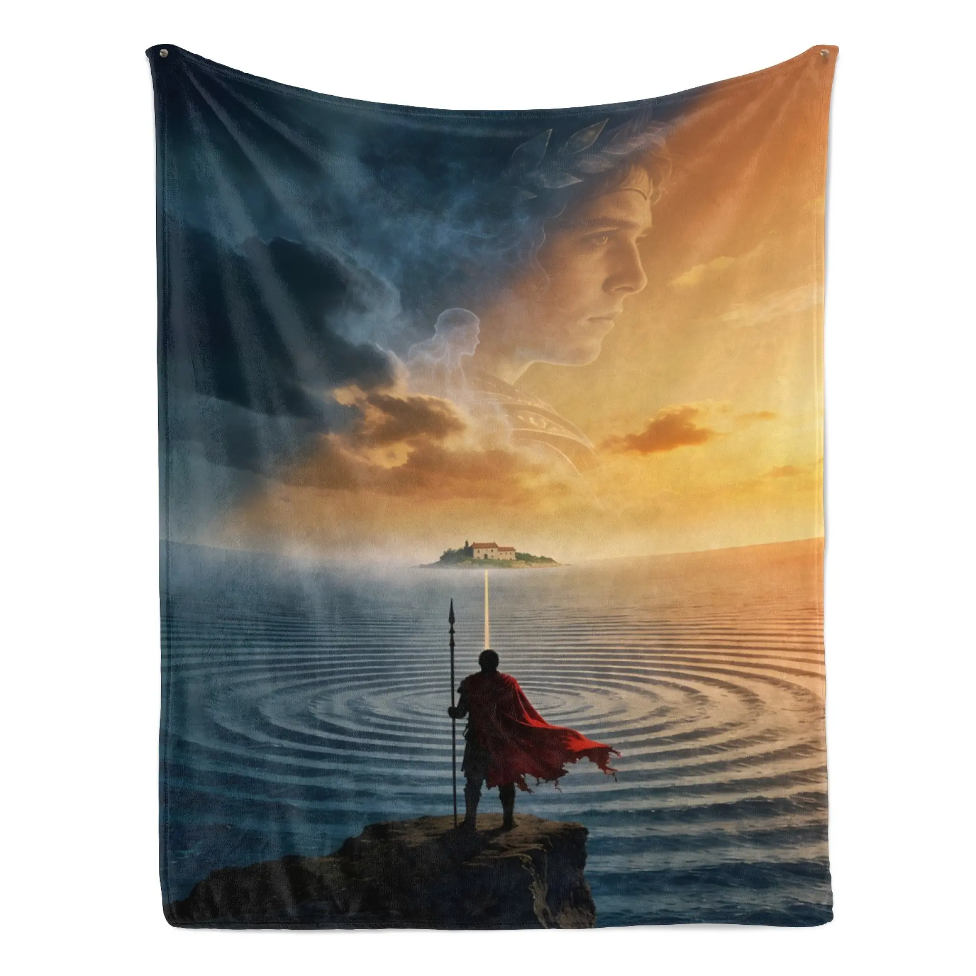 Greek Mythology Odyssey Fleece Blanket Epic Spartan Warrior Throw Premium Flannel Soft Cozy Blanket for Sofa Couch Bedroom Decor Gift