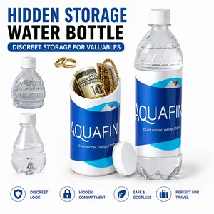 Simulated mineral water bottle hidden storage box, portable travel security storage container, secret safe box for cash, keys, and valuables, Money Safe Box, Cash Box with Lock.