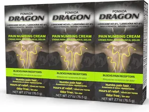 Dragon Maximum Strength Pain Relief Numbing Cream with Lidocaine, 3 Pack, 2.7 Ounce - Gentle Formula for All Skin Type - 3 Pack