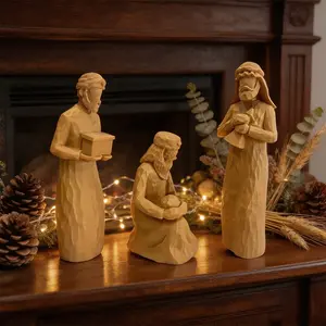 3 Piece Set Eastern Three Kings Resin Ornaments, Vintage Texture Jesus Birth Scene Decor, Christian Home Christmas Decoration, Holiday Gift