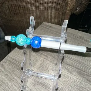 Icy Blue Custom Beaded Black Ink Pen