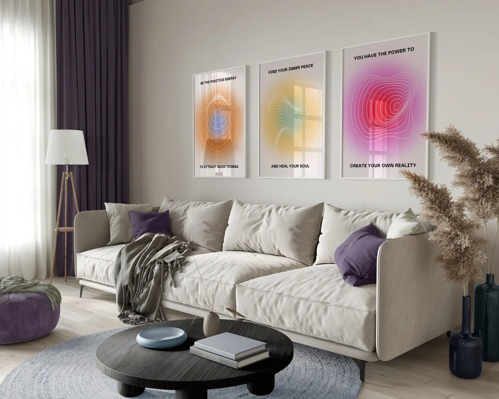 Aura poster Retro colorful wall art Psychedelic print Positive affirmation posters