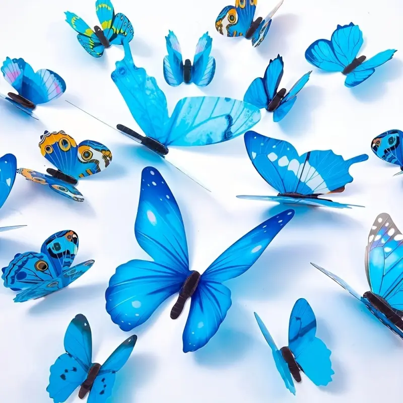 12-piece butterfly wall sticker set - 3D butterfly purple and blue decorative wall decoration, removable wall art stickers, suitable for home and bedroom decor, Butterfly Wall Decals