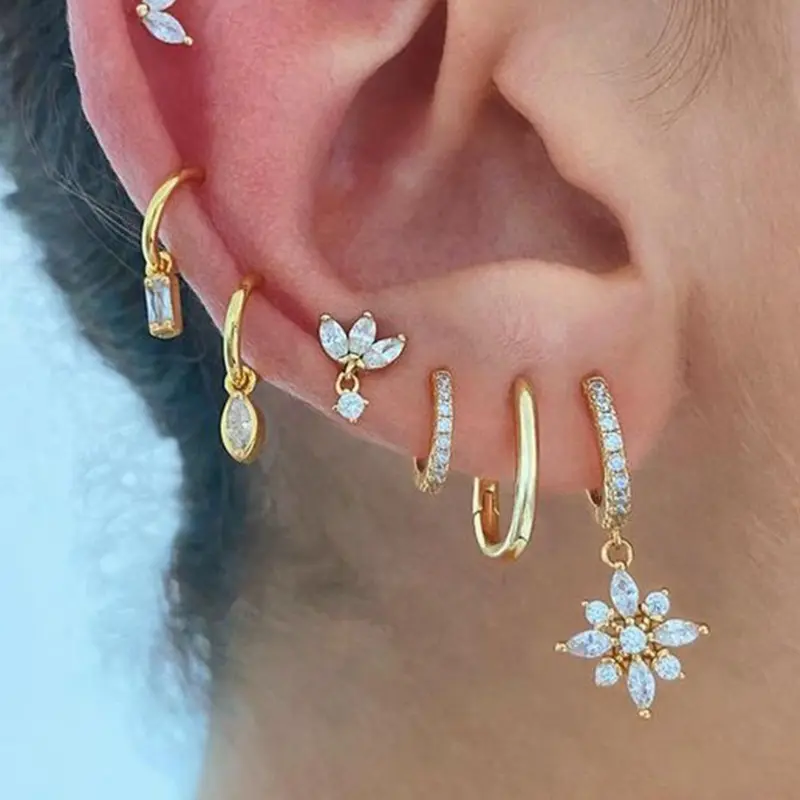 Elegant Leaf Design, Fashionable Jewelry for Women, Daily Clothing Decor, Trendy All-match & Exquisite Jewelry for Birthday Gift, High Quality Earrings, Earrings Stack Set