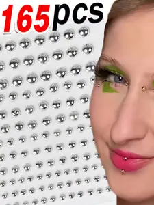 165pcs Fake Piercing Accessories Kit - Sticker & Stud Style Faux Belly, Eyebrow, Lip & Nose Piercings, Non-Pierced Ear Studs & Dermal Anchor Tops | Back To School, Fall, Christmas