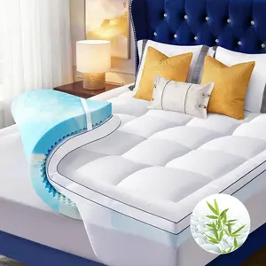 Size Dual Layer 4 Inch Memory  Mattress Topper, 2 Inch  Soft Pillow Top Mattress Pad Cover and 2 Inch Gel Memory  for  , Breathable, Cooling
