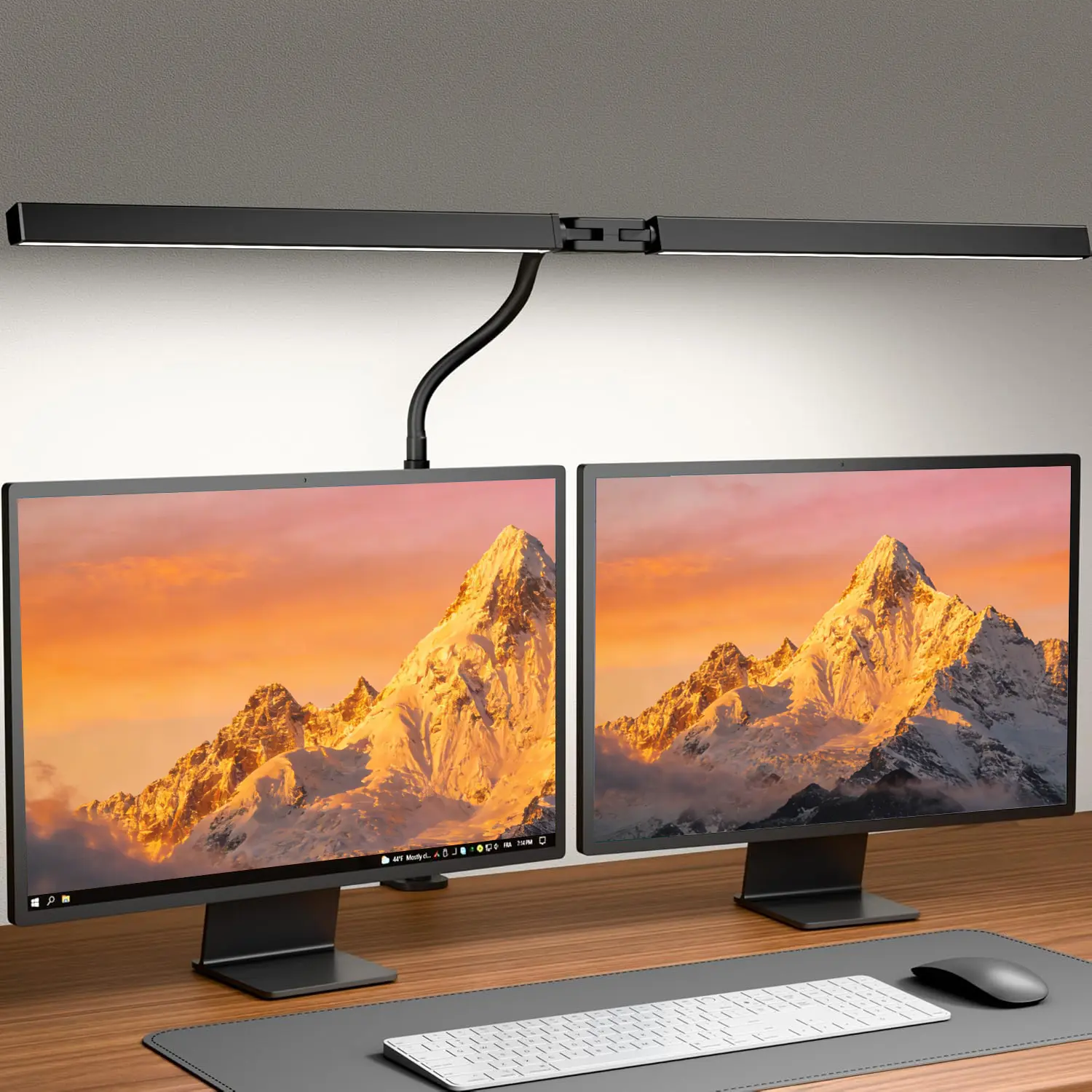 ARTBLEPRO Double LED Desk Lamp for Office - Eye Health Lamp with Clip, Flexible Adjustable, 4 Color Modes, 5 Brightness Levels, Multifunctional for Monitor, Study, Reading, 3000k-6000k, 20%-100% Brightness, One-Key Control, Metal Clamp