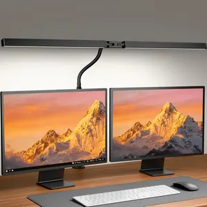 ARTBLEPRO Double LED Desk Lamp for Office - Eye Health Lamp with Clip, Flexible Adjustable, 4 Color Modes, 5 Brightness Levels, Multifunctional for Monitor, Study, Reading, 3000k-6000k, 20%-100% Brightness, One-Key Control, Metal Clamp