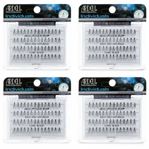 Ardell Individual False Eye Lashes - Long, Black, Natural Look DIY Lash Clusters, Easy Application for Eyelash Extension Effect, 4-Pack