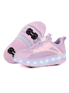 Trendy Youth Walking Shoes, Enhanced Stability, Detachable Two-Use Sports Shoes, Street Style Ice Skates, Breathable Outdoor Shoes, Outdoor LED Glowing Shoes