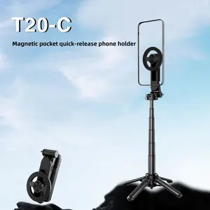 Mobile phone selfie stick with four-corner stand, stable, mini, portable, extendable, Bluetooth, handheld, magnetic selfie stick