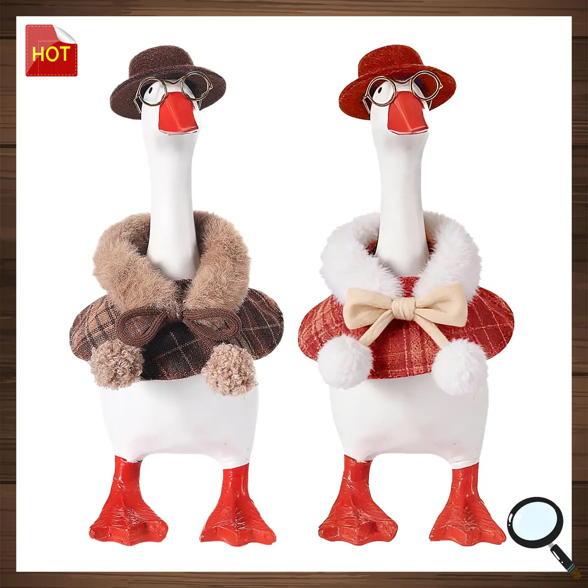 7-Inch Desk Goose Accessory 4-Piece Vintage Detective Style Costume Set - Plaid Cape, Classic Hat, Scarf, Glasses, Fluffy Magnetic, Elegant Winter Decoration, Ideal Gift for New Year