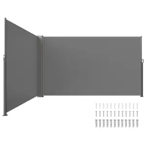 VEVOR Retractable Side Awning, 71''x 236'' Full Aluminum Rust-Proof Patio Sunshine Screen, Outdoor Privacy Divider & Wind Screen, Works for Courtyard, Balcony, Roof Terraces and Pools, Gray