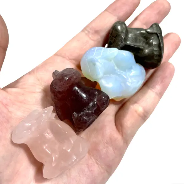 IG Crystal 3 Counts Toothless Crystal Amethyst Clear Quartz Kiwi Jasper Green Aventurine Moss Agate Lepidolite Unakite Yellow Jasper Healing Crystal Home Decoration