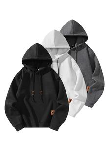 Men's Casual Versatile Loose Hooded Pullover Outdoor Sports Hoodie - Soft Polyester Fiber Material, Round Neck Long Sleeves,  Classic Clothes