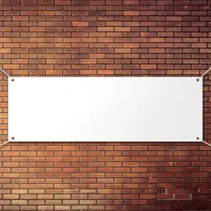 Large Blank Banners and Signs, Polyester Oxford Cloth Sublimation Banner with Hanging Rope, Easy Hang DIY Signs for Indoor Outdoor Business Office Decor (White, 2 x 6 Feet)
