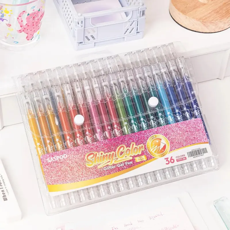 ShinyColor Glitter Gel Pen Set - 36 Vibrant Metallic Sparkle Colors for Adult Coloring, Drawing, Artwork, and Festive Party Gift Supplies