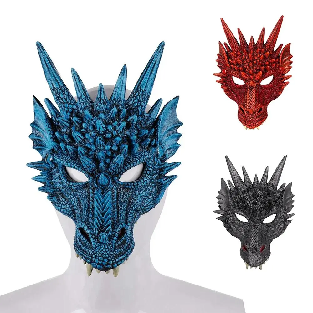 Scary 3D PU Foam Dragon Mask, Comfortable Halloween Horror Masquerade Cosplay Prop, Festive Party Accessory for Mardi Gras Carnivals, Ideal Gift