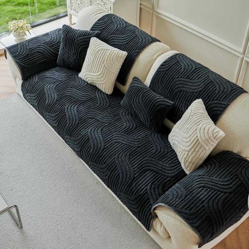 Bepatio 1 Count Jacquard Sofa Cover 1-4 Seat, Solid Color Ultra Soft Slipcover for Stain, Pet Hair & Dustproof, Machine Washable Anti-Slip Bench Couch Cover, Pet Friendly Sofa Towel Mat for Living Room, Dormitory, Hotol