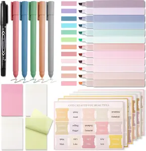 Bible Journaling Kit, Bible Study Supplies, Morandi Colored Bible Study Kit, Bible Journaling Supplies with 12 Pastel Bible Highlighter and 90 Bible Tabs Set, 5 Smooth Bible Pens and More