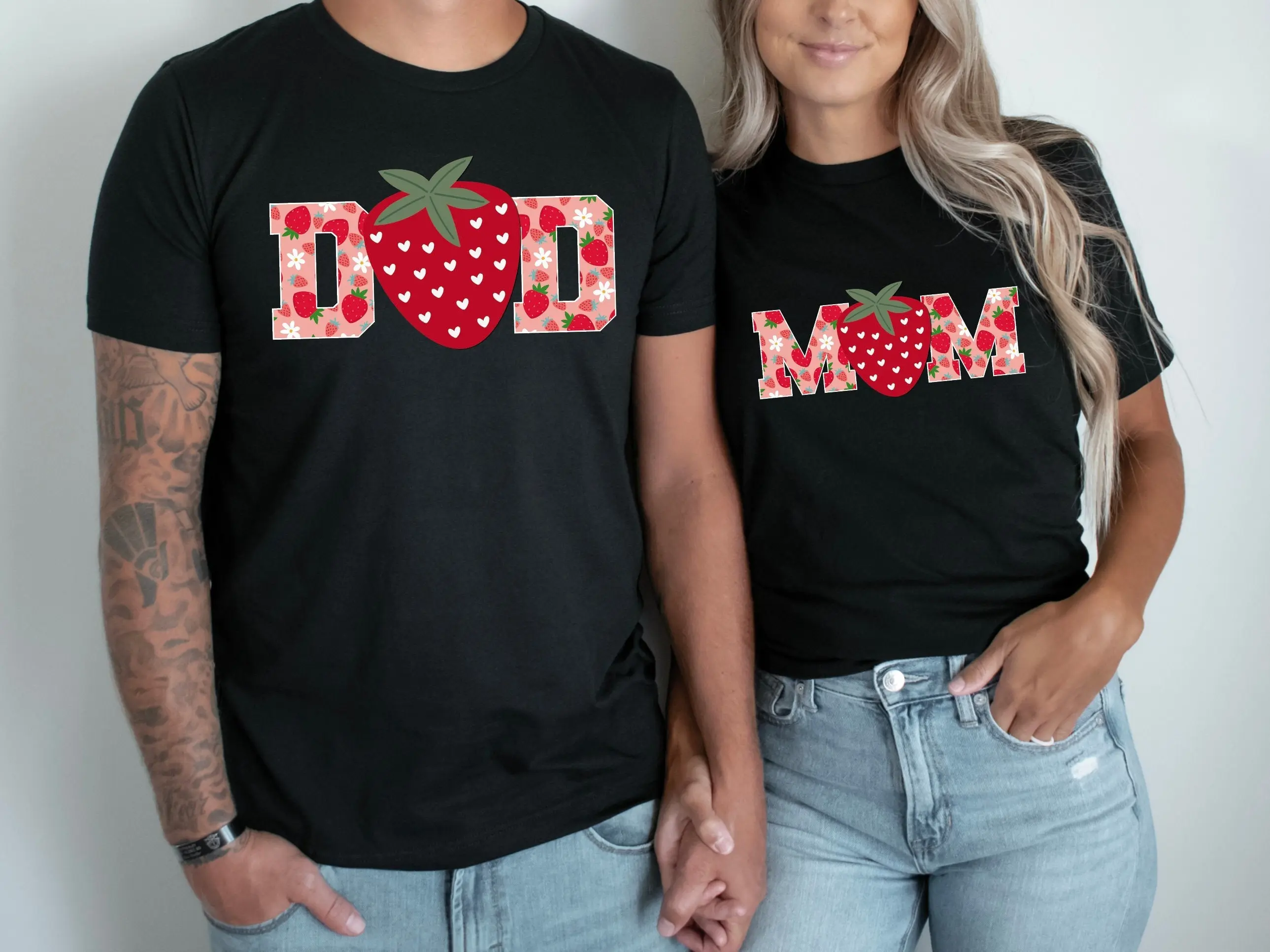 Mom and Dad Berry  Shirt, Matching Strawberry Tshirt Cotton Fit