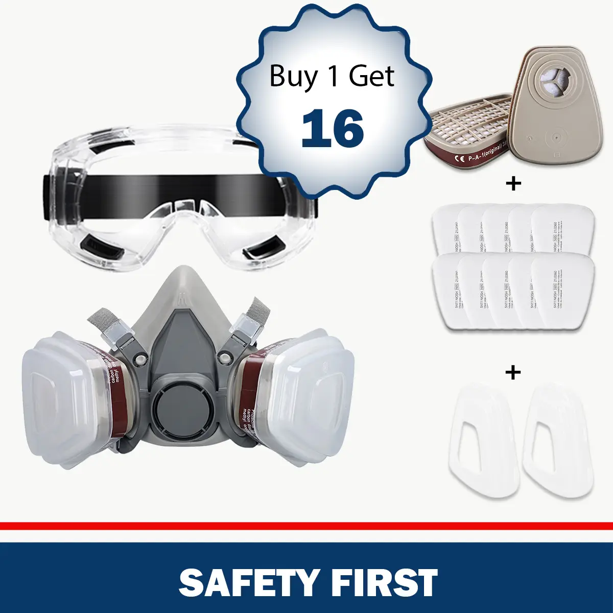 Reusable Respirators, Pomerol 16/17-in-1 Half & Full Face Gas Mask with Dual Filter Cartridge – Anti-Dust, Anti-Virus, Anti-Toxic Protection – TikTok