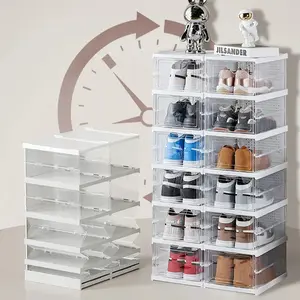 Transparent Shoes Box 6 Layers Shoe Display Case Thickened Foldable Sneaker Shoe Organizers Dustproof High-top Shoe Rack Shelf