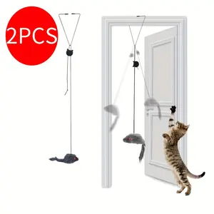 2 packs of cat teaser toys hanging door pet cat felt toys retractable hanging cat teaser toys Interactive Kitten Wand